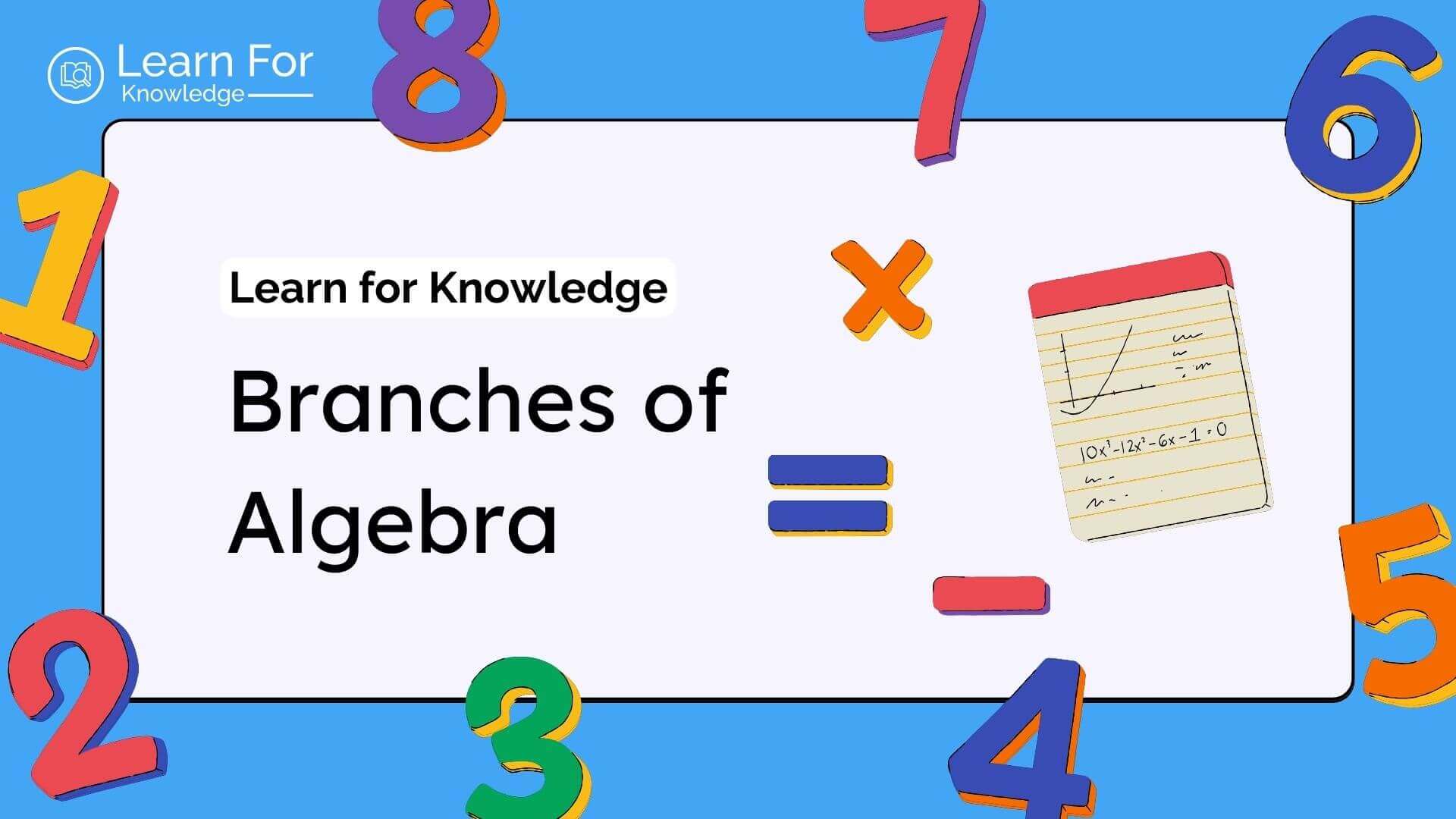 List 8 basic branches of algebra and its applications